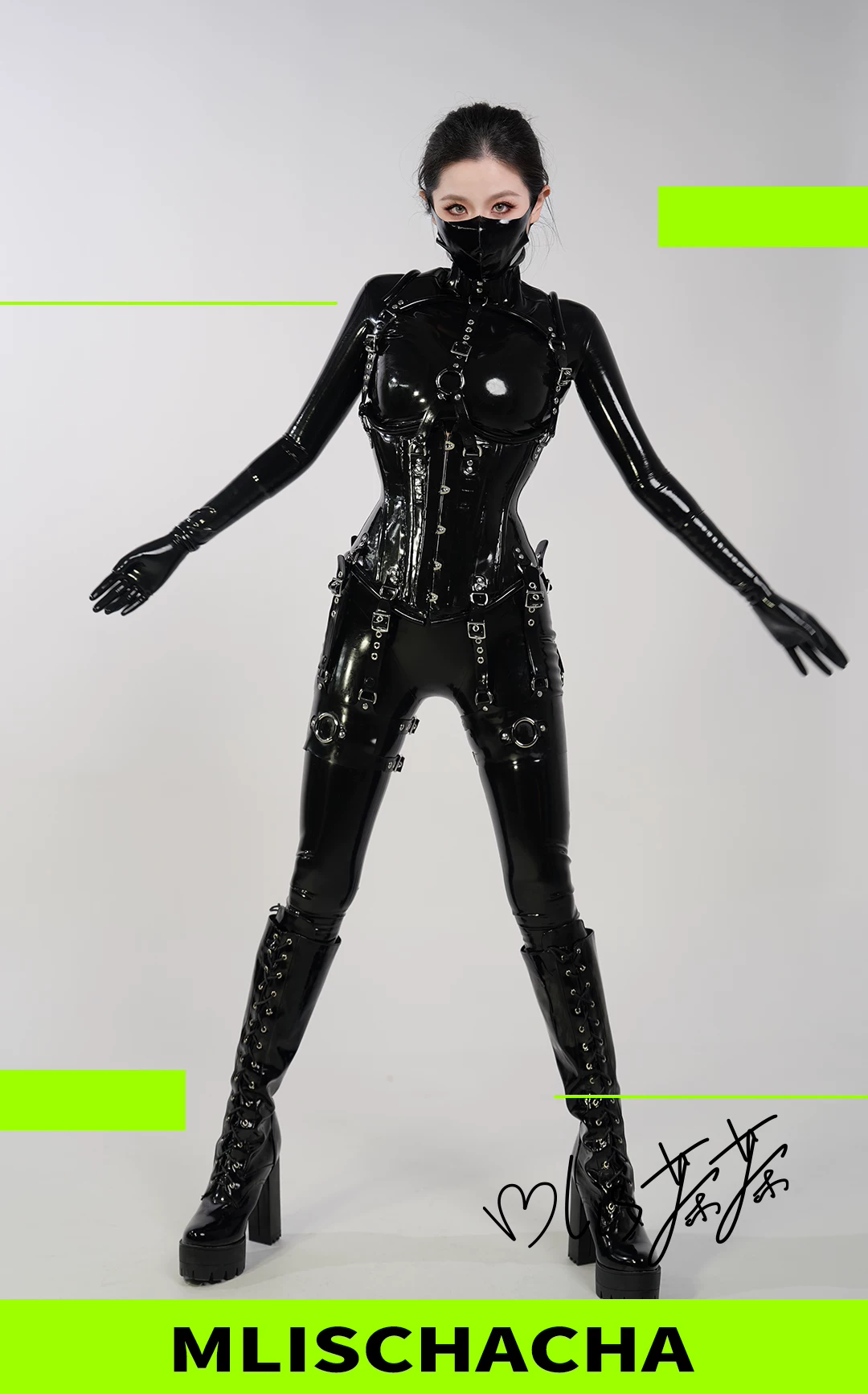 Latex Heavy Bondage Set - Neck/Waist/Leg