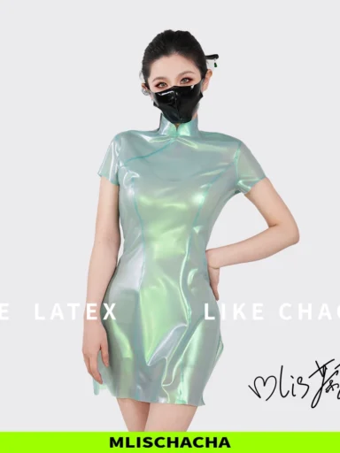 Custom Latex Sheer Qipao Dress - Fashion
