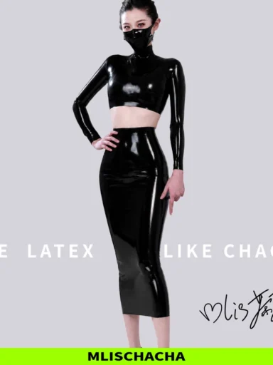 Custom Latex Bodycon Long Skirt - Fashion