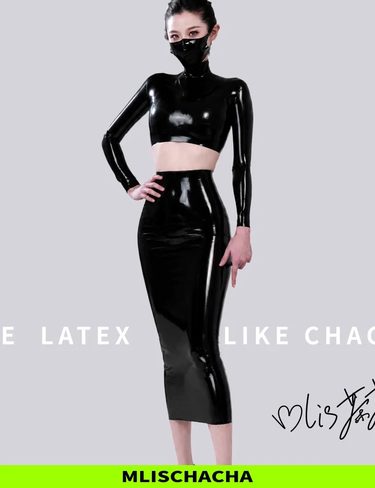 Custom Latex Bodycon Long Skirt - Fashion