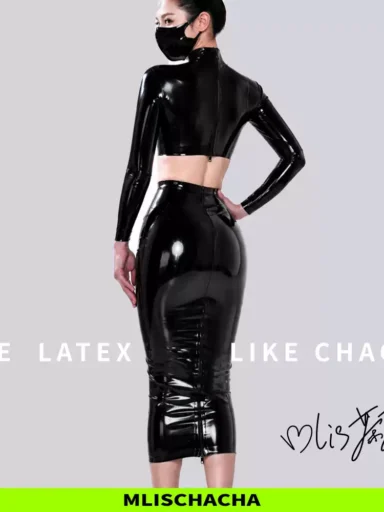 Custom Latex Bodycon Long Skirt - Fashion