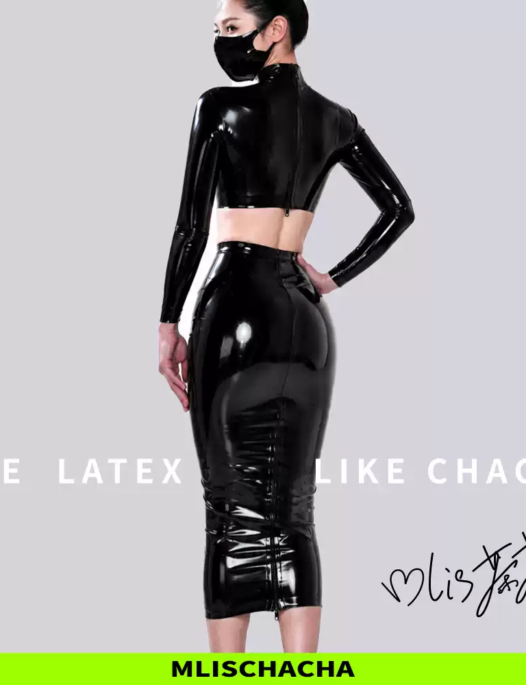 Custom Latex Bodycon Long Skirt