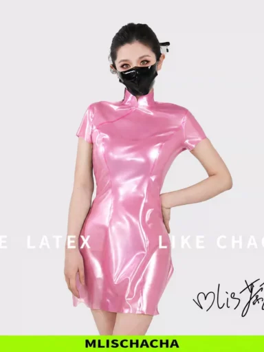 Custom Latex Sheer Qipao Dress - Fashion