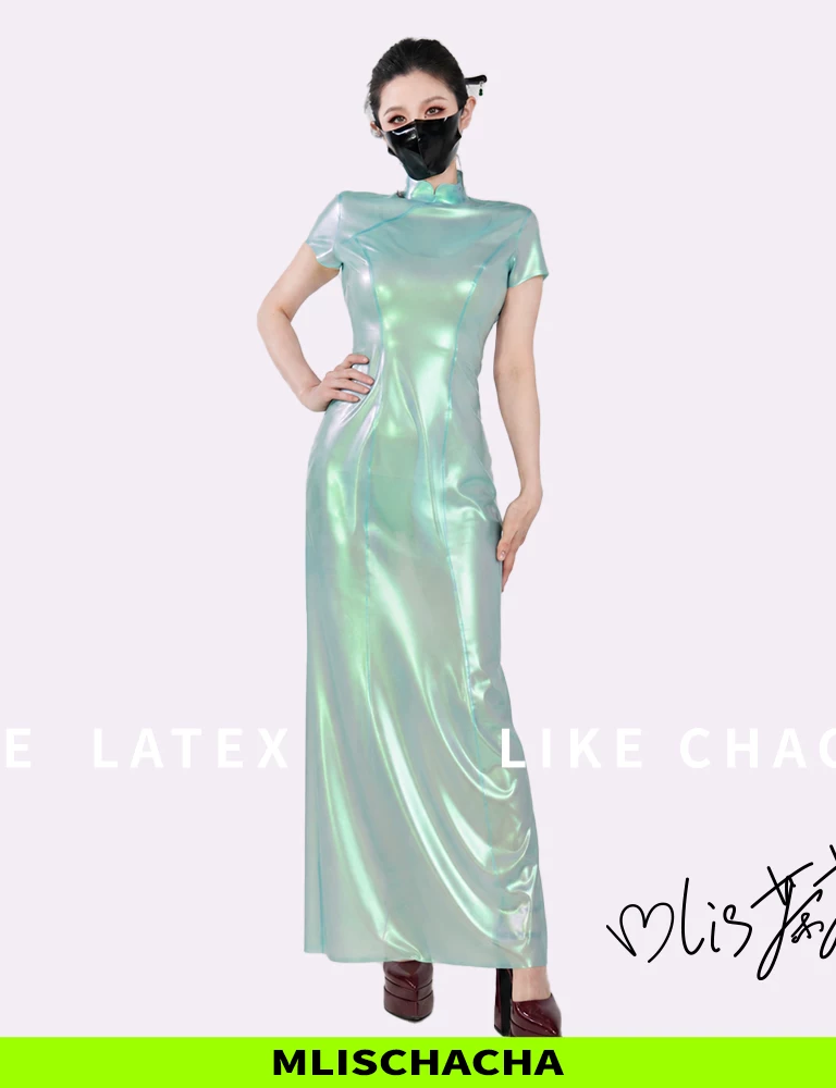 Custom Latex Long Qipao Dress