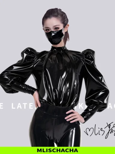 Custom Latex Puff Sleeve Knight Coat - Outerwear