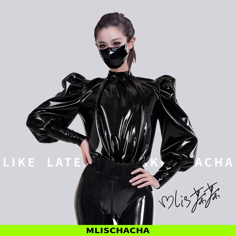 Custom Latex Puff Sleeve Knight Coat