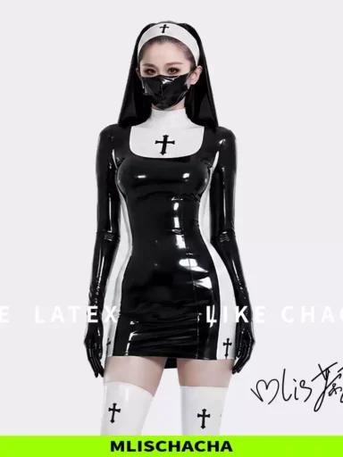 Custom Latex Nun Dress - Short Style