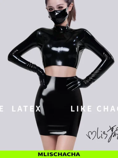 Custom Latex Fitted Top & Skirt Set