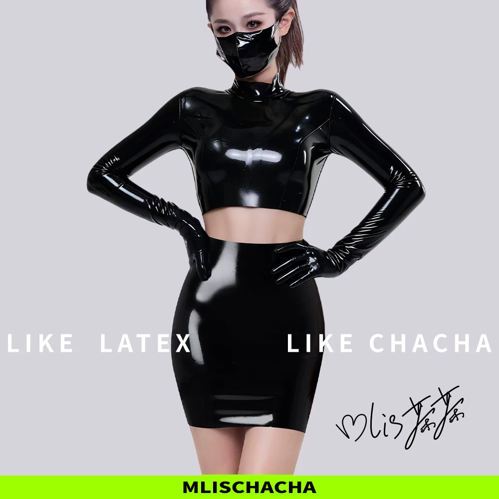 Custom Latex Fitted Top & Skirt Set