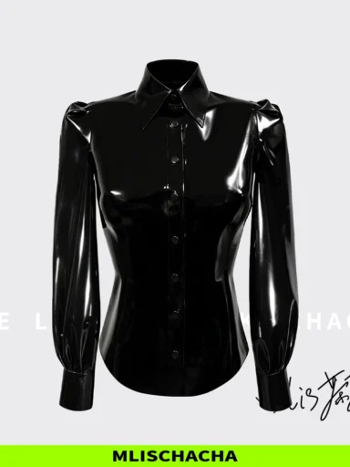 Custom Latex Small Puff Sleeve Blouse - Fashion