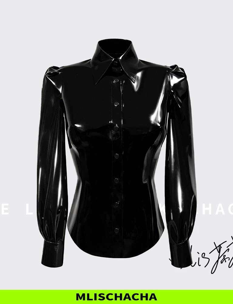 Custom Latex Small Puff Sleeve Blouse