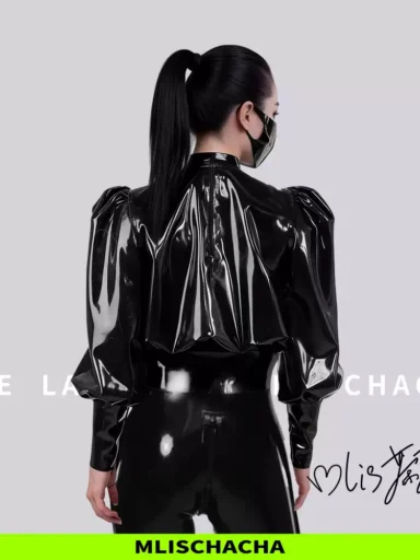 Custom Latex Puff Sleeve Knight Coat - Outerwear