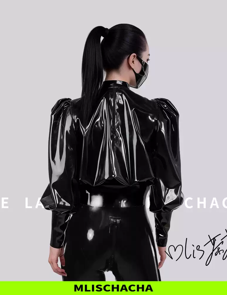 Custom Latex Puff Sleeve Knight Coat