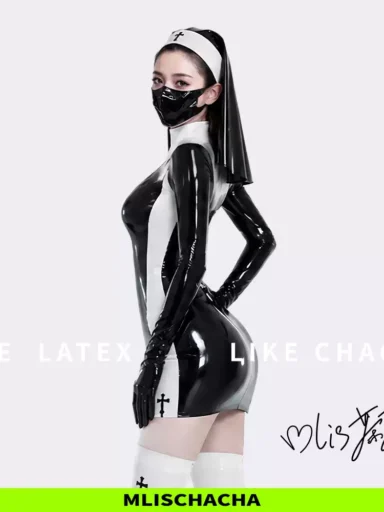 Custom Latex Nun Dress - Short Style